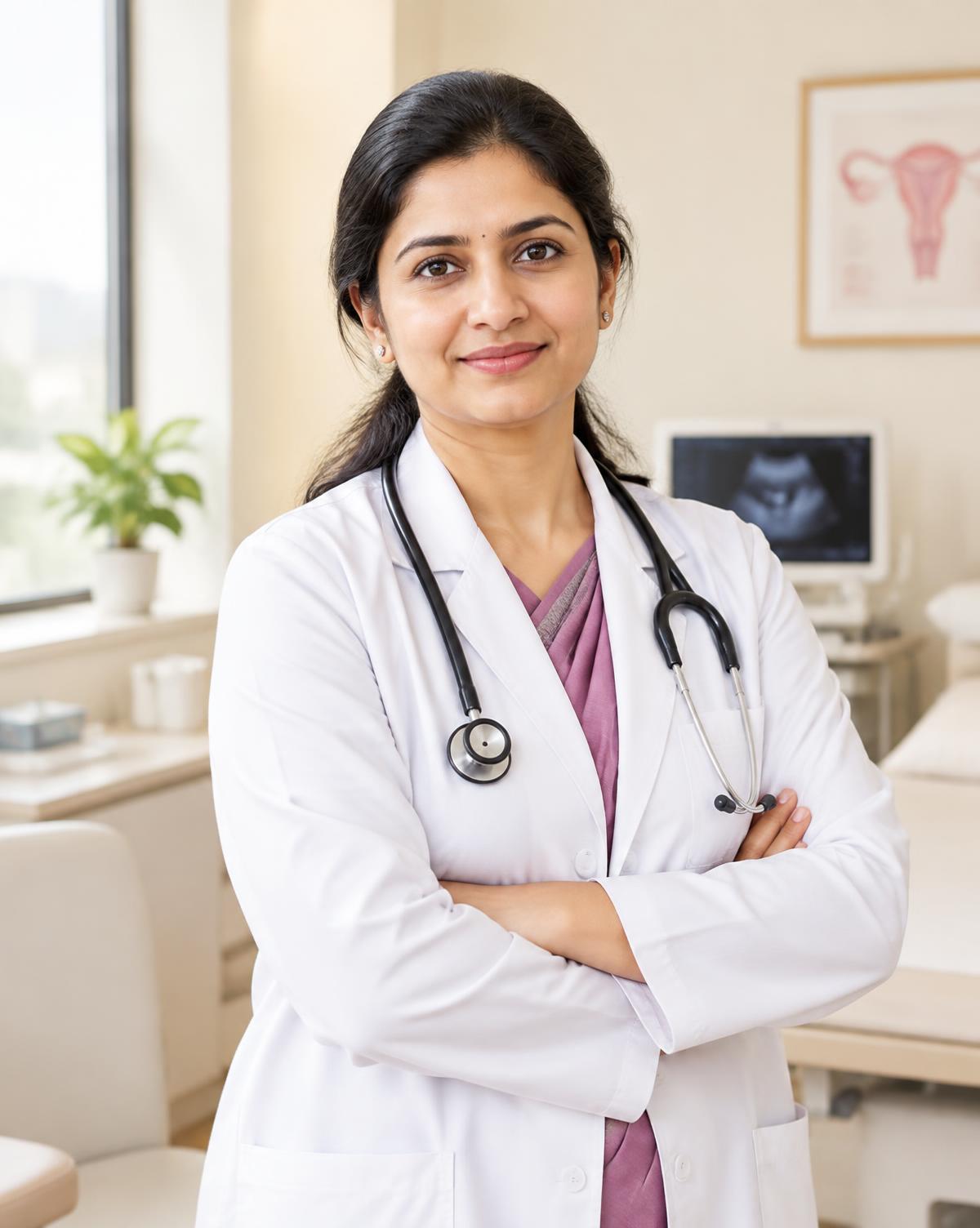 Illustrative portrait of a woman doctor; photography on this site does not depict the clinic's actual doctor